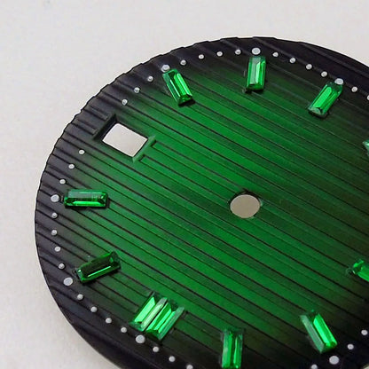 Sterile 29.8MM Watch Dial Sunburst Green Dial for NH35 NH36 Movement Date Window for oak Steel Wristwatch