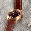 Tandorio Bronze Pilot Watch TD147R 20ATM 36mm Wine Red Dial NH35ASapphire Crystal