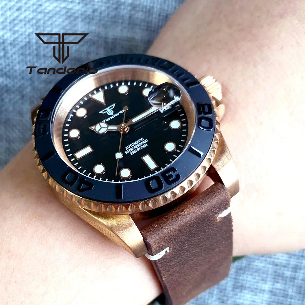 Tandorio TD232B Solid CUSN8 Bronze Watch NH35A PT500040mm Sapphire Submariner Yachtmaster