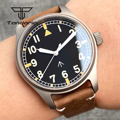 Titanium Watches  WFT001 Pilot Watches Seiko NH35 Automatic 39mm 20bar Sapphire Crystal  Green Luminous