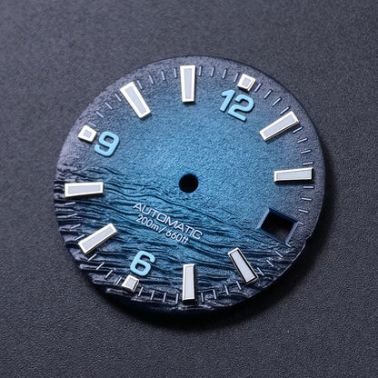 wave dial New Style Sea High Quality 28.5mm Diving Watch 3 Or 3.8 Crown Dial Face With C3 Bgw9 Luminous For Seik Nh35 Movement Skx007 Mods