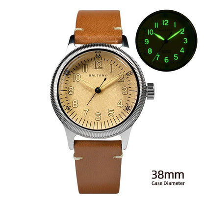 Baltany 38MM A11 Military Automatic Watch Man S2031B Sapphire Crystal 10ATM Stainless Steel NH38 Retro Mechaincal Wristwatches