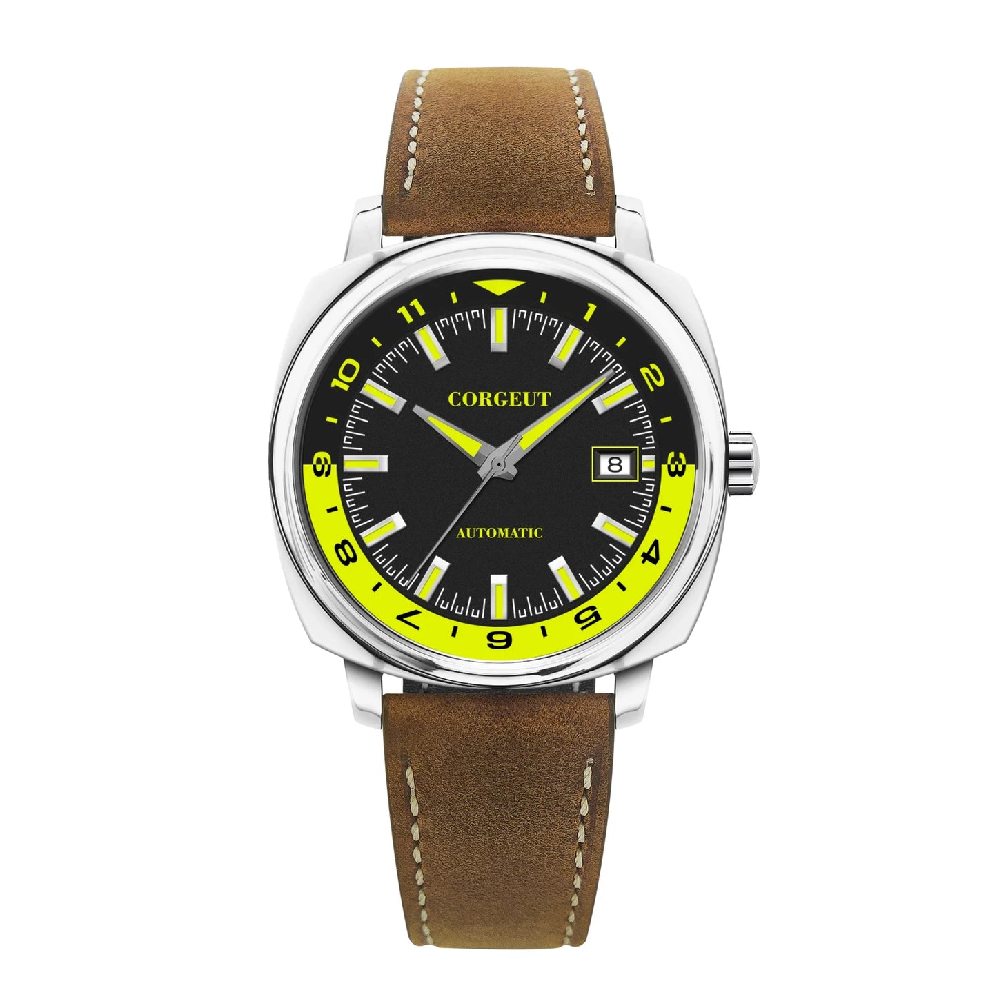 Corgeut 6018 glass back  42 MM NH35 Automatic Sapphire crystal 10ATM Dress watch