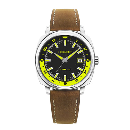 Corgeut 6018 glass back  42 MM NH35 Automatic Sapphire crystal 10ATM Dress watch