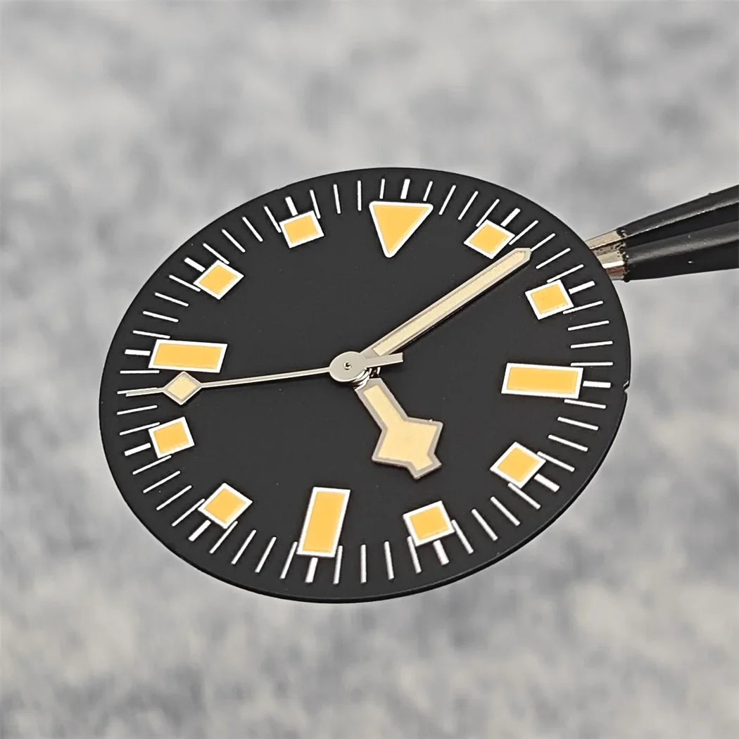 28.5mm Green Luminous Watch Faces Retro Watch Dial + Watch Hands Modified Dial Men's Watches Accessories for NH35/ NH36 Movement