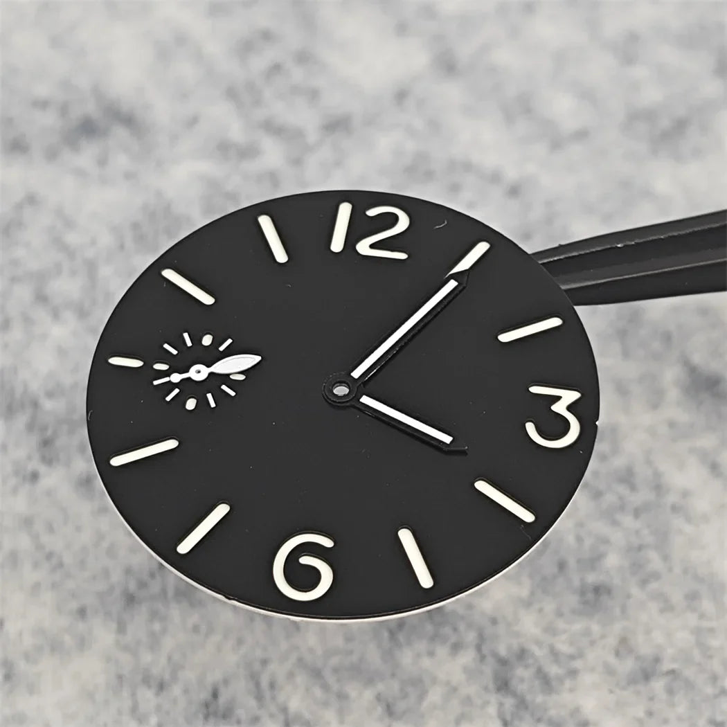 34.5mm Watch Dial Face Insert Parts with Watch Hands for ETA6497/ ST3600 Movement Watch Green Luminous Accessories Modify