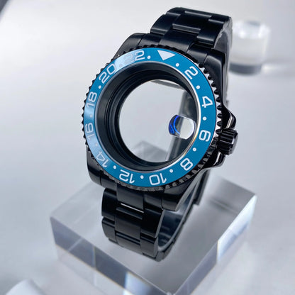 GMT/SUB NH35 watch case 40mm Black Stainless Steel High Quality Sapphire Glass Alloy/Ceramic Bezel case fit nh35 movement