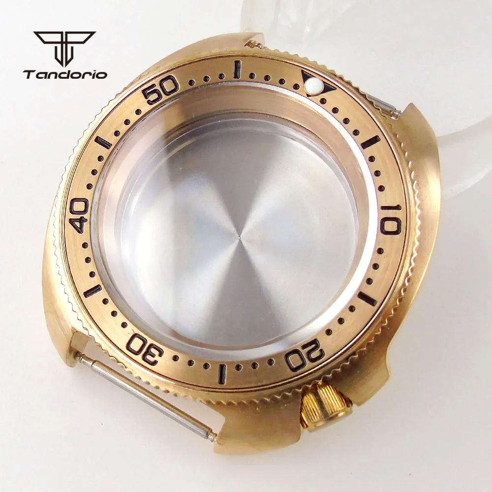 Cusn8 Solid Bronze Turtle Diver Watch Case 200M 44mm Sapphire Glass Rotating Bezel Fit NH35 NH36 ETA2824 PT5000 Automatic Movement