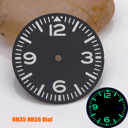28.5mm Watch Dial NH35 NH36 Dial fit For SKX007 SPRD 6105 Tuna SPB185 SPB187 Watch Cases Feet 3.0 3.8 4.1 Green Luminous Dial
