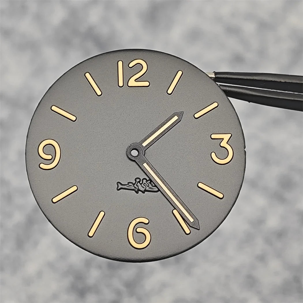 34.5mm Watch Dial Face Insert Parts with Watch Hands for ETA6497/ ST3600 Movement Watch Green Luminous Accessories Modify