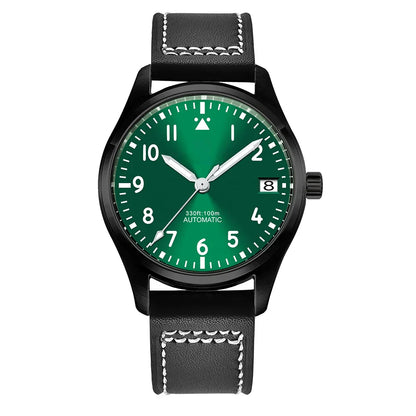 PVD Pilot Watch Sterile for Custom logo 39MM Sapphire 10Bar NH35 automatic glass back