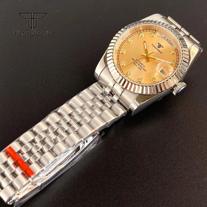 Tandorio Day Date Watch TD139 Seiko NH36 39mm / 36mm Sunburst Sapphire 10Bar