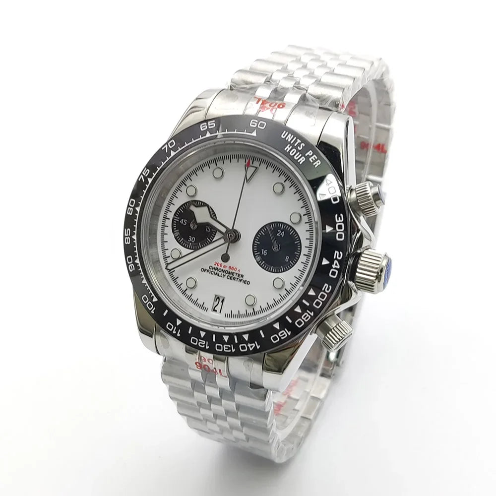 Sterile Chronograph Watch Customizable VK64 Quartz 40mm Panda Sapphire 39MM 5BAR