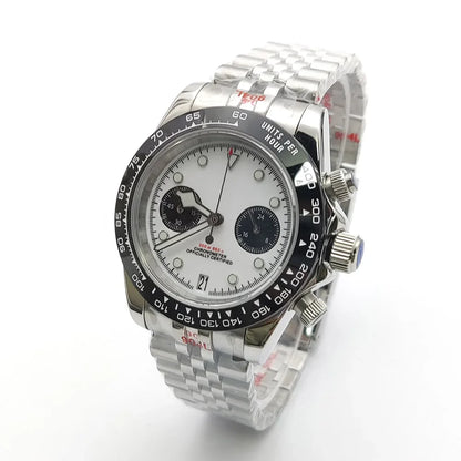 Sterile Chronograph Watch Customizable VK64 Quartz 40mm Panda Sapphire 39MM 5BAR