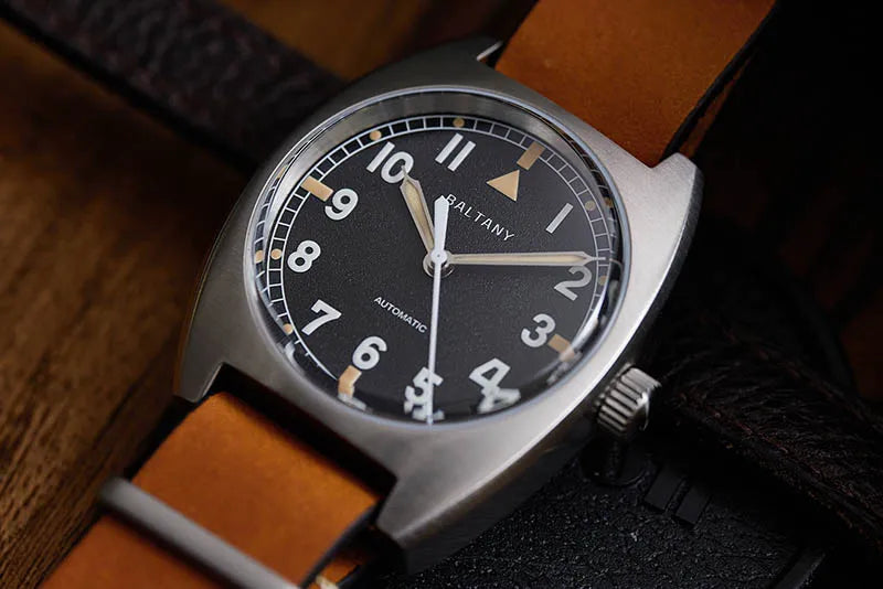 Baltany W10 Tonneau Wristwatches Sapphire Crystal Super Luminous Nylon Strap NH38 Automatic Mechanical Vintage Military Watches