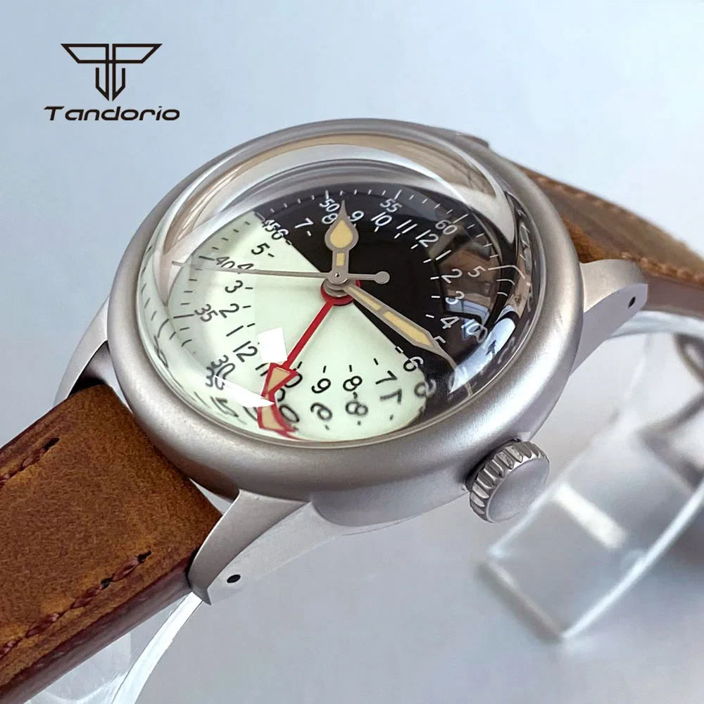 Tandorio GMT Watch TD135G Sandblasted 36mm NH34 Automatic Domed Sapphire 20BAR Lume 24H