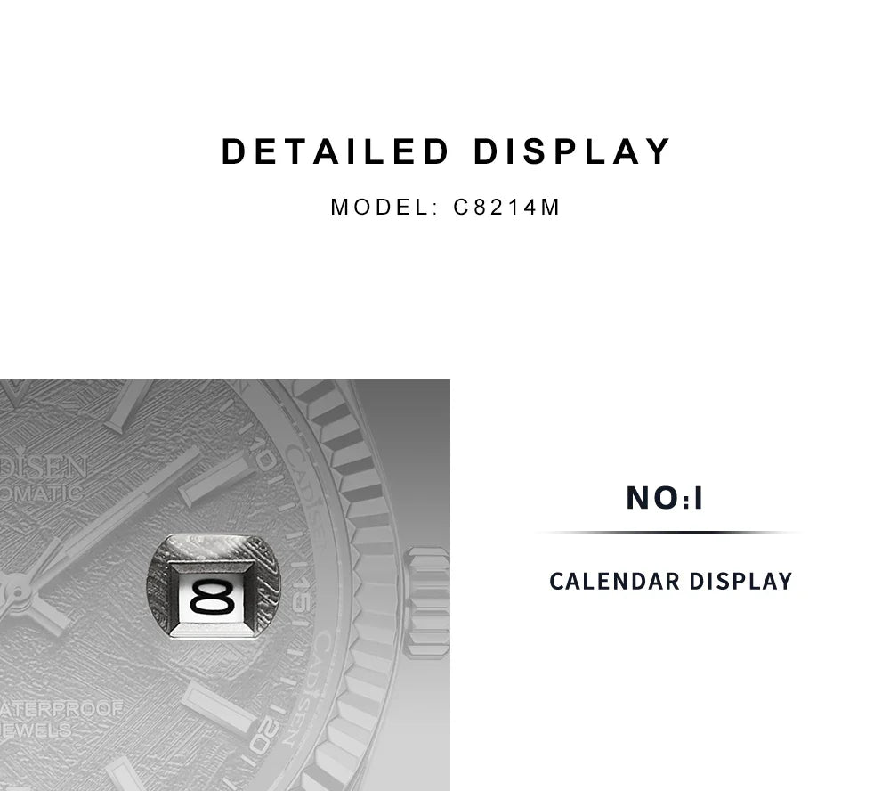 Cadisen C8214 DateJust Watch AR Sapphire MIYOTA 8215 10Bar C3 Lume 40MM