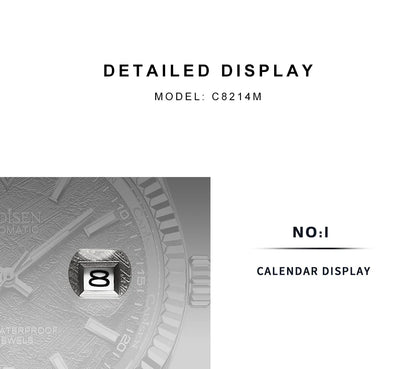 Cadisen C8214 DateJust Watch AR Sapphire MIYOTA 8215 10Bar C3 Lume 40MM