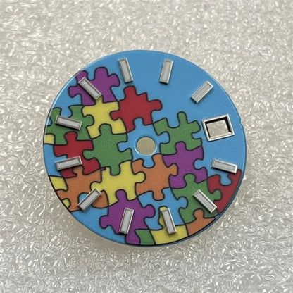 28.5mm/31mm NH35 Dial GBW9 Blue Luminous Logbook Watch Dial Enamel Surface Watch Faces Watch Accessories for NH35 NH36 Movement