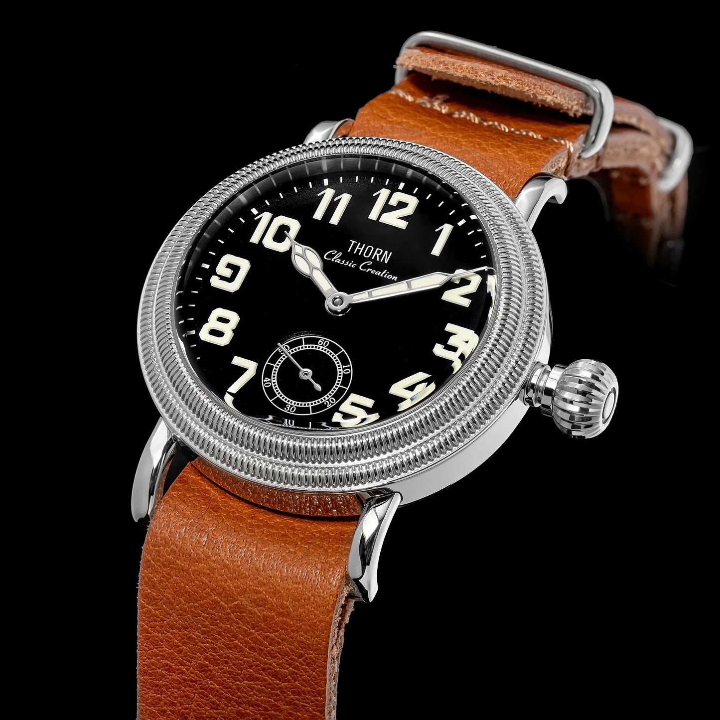 THORN T013 36mm Vintage Pilot Watch ST1700 Manual winding Sub Second Swiss luminous Sapphire