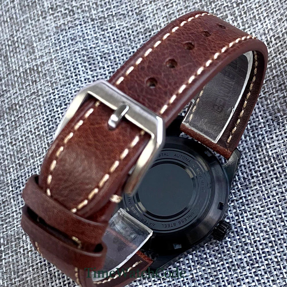 Tandorio Automatic Pilot Watch PVD Plating 39mm NH35 PT5000 20bar Sapphire TD128