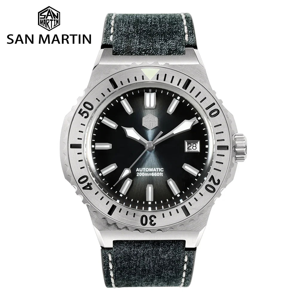 San Martin Diver SN0055G 42mm PT5000 SW200 Automatic Watch AR Sapphire 20Bar BGW-9 Lume
