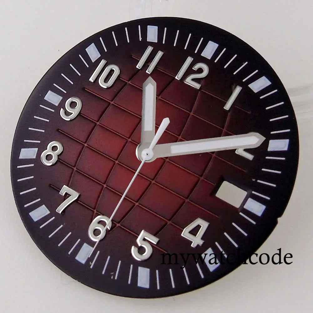 40mm Watch Case Glass Back Rubber Strap Dial Hands Set Fit NH35A NH36A Automatic Movement Sapphire Glass