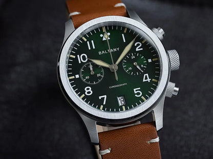 Customizable watch Baltany Military Chronograph watch S5057 Retro Quartz VK64 10ATM  Swiss Lume AR Sapphire