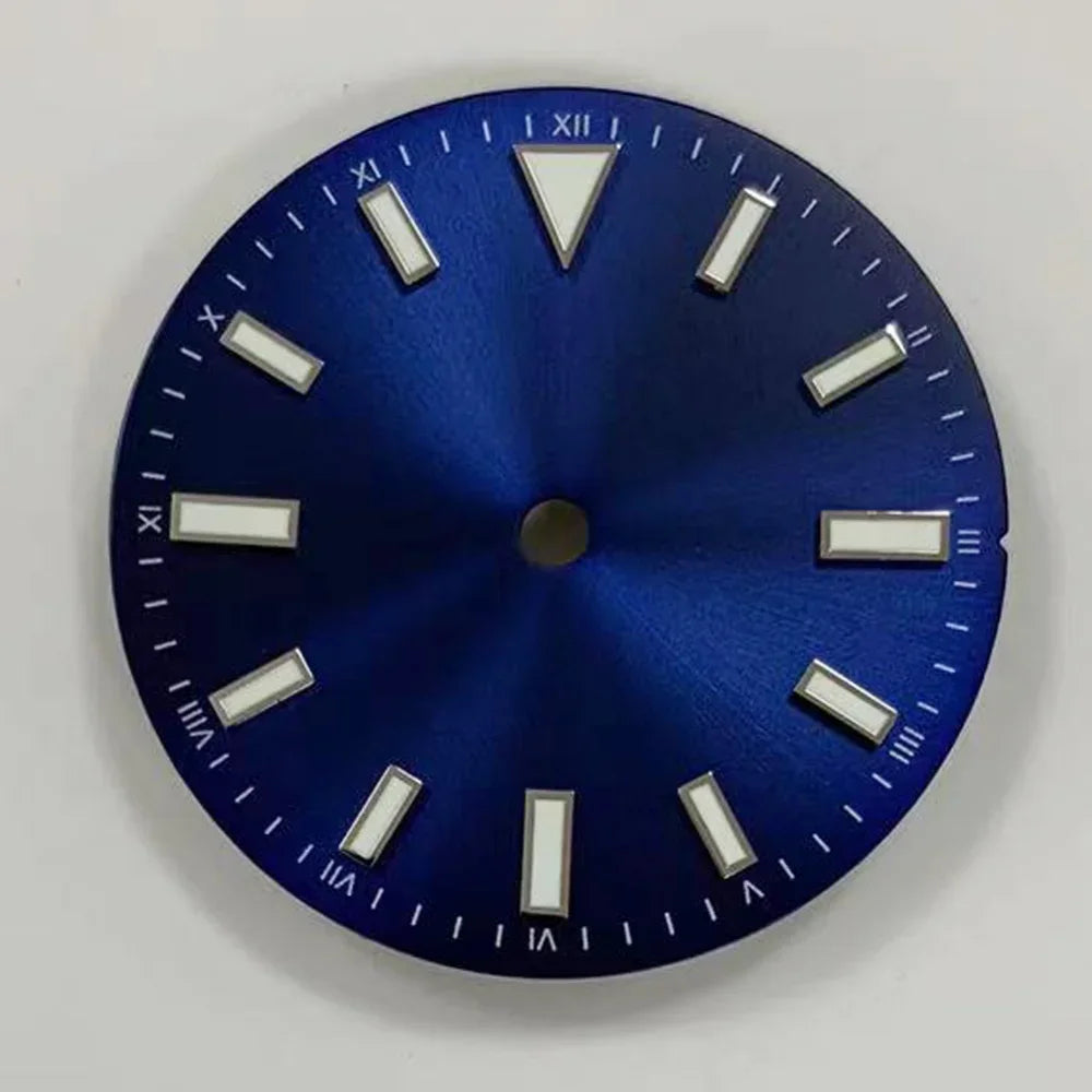 28.5mm Sunray Watch Dial Stripe Nails Green Luminous Font Modified Watch Accessories Suitable for NH35/8215/2836 Movement