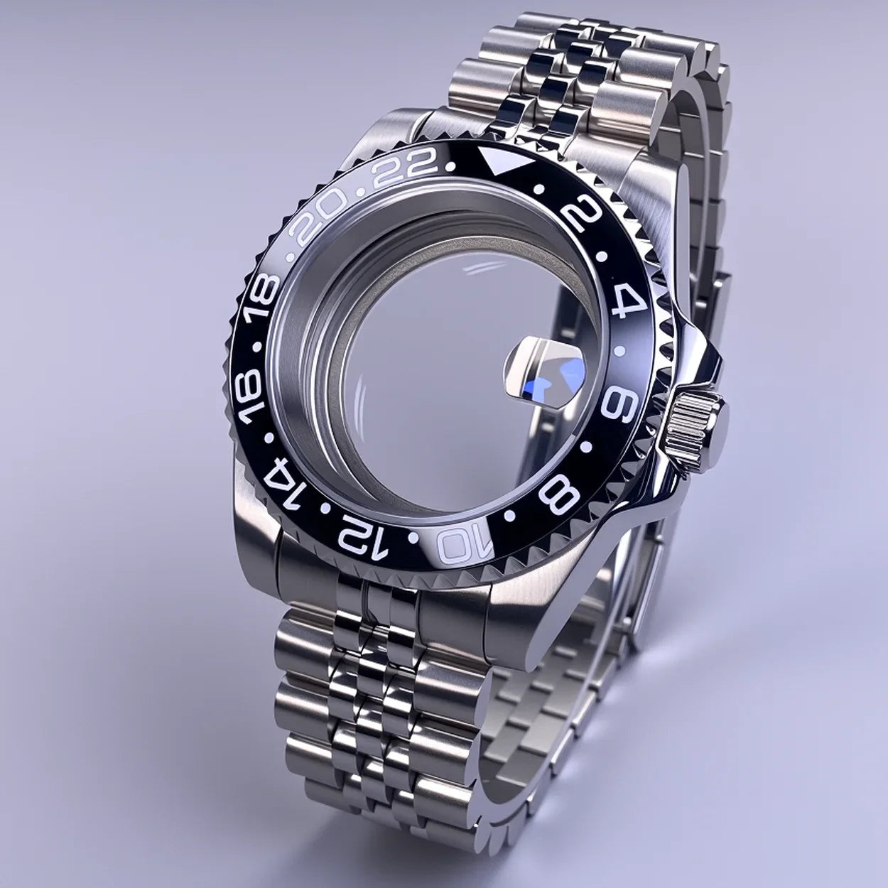 40mm SUB Case NH35 Sliver with Sapphire Crystal 120 Click Compatible with NH34/NH35/NH36 Movements Water-Resistant 28.5mm Dial