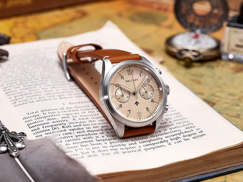 Customizable Watch Baltany 39mm Vk64 Quartz  Military watch Chrono RAF 6BB Homage Multifunction Chronograph 5bar AR Sapphire Swiss Lume