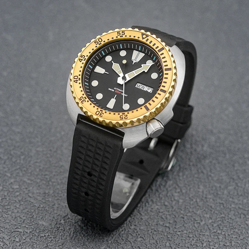 Golden Sterile Turtle SKX6105  Abalone NH36A Sapphire 20Bar Ceramic Bezel 44mm