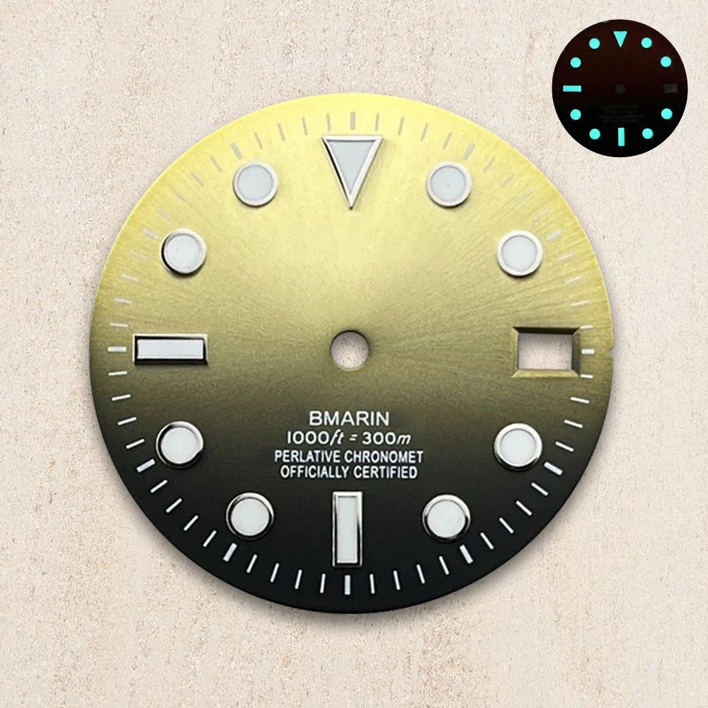 28.5mm S Logo Dial Blue Luminous Suitable For NH35/NH36/4R/7S Japanese Automatic Movement  Watch Modification Accessories