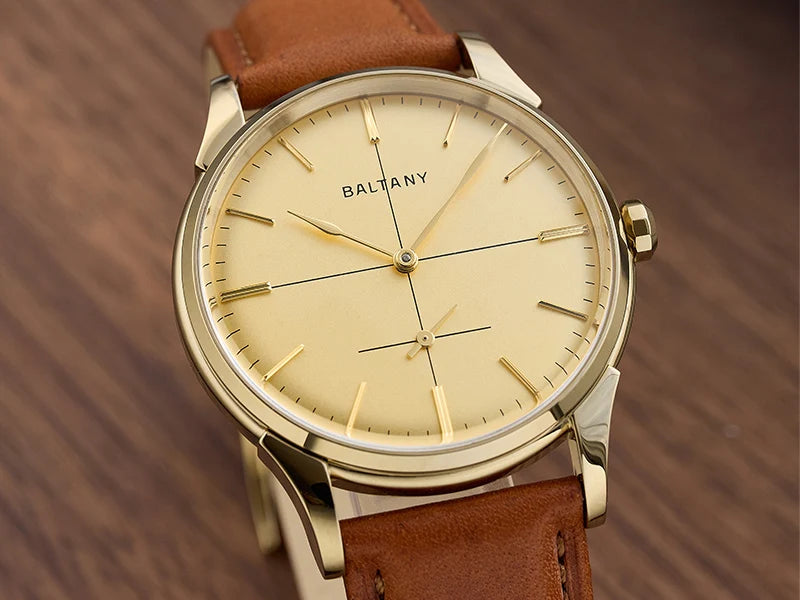 Baltany Dress Watchse Man S4092 Leather Straps Crosshair 38.5mm Dial Small Seconds Hand-Winding Mechanical luxury Wristwatches