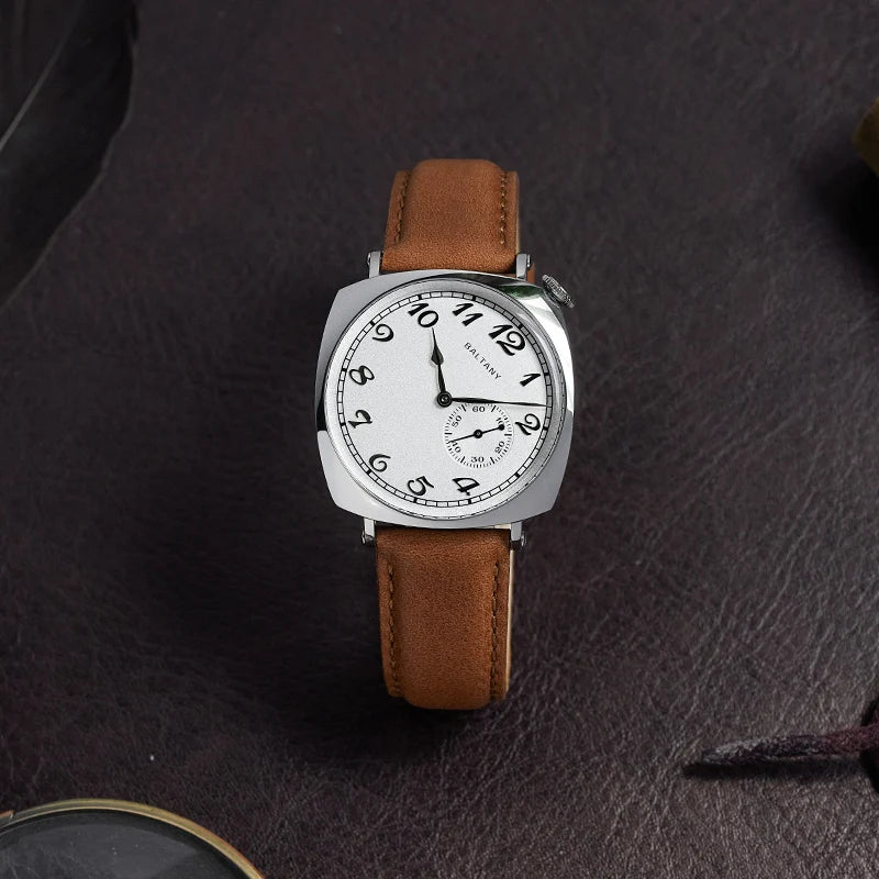 Baltany  Dress Watches Man S4046 1921 Sub-second Homage ST1701 Stainless Steels Classic Square Case Vintage Mechanical Watch