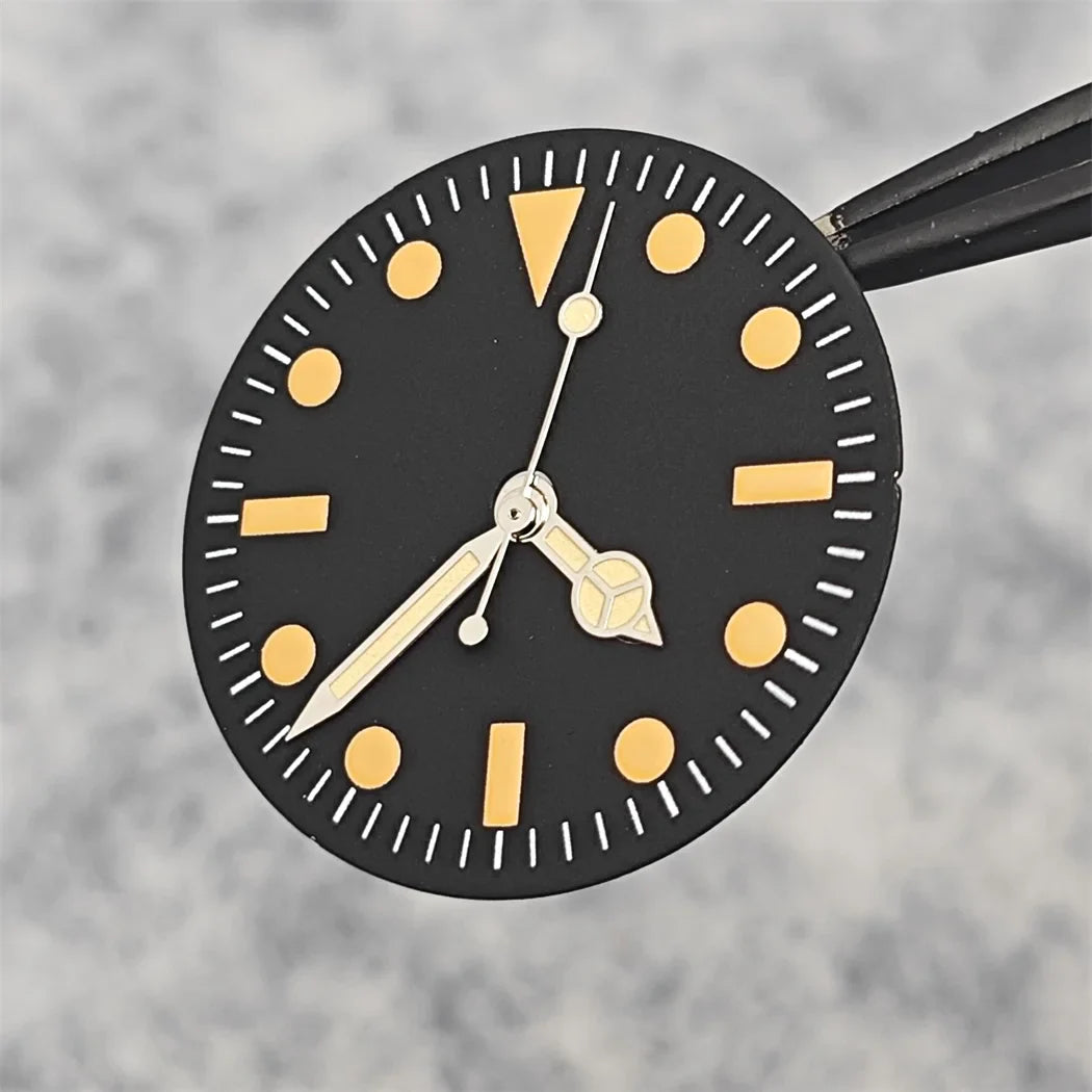 28.5mm Green Luminous Watch Faces Retro Watch Dial + Watch Hands Modified Dial Men's Watches Accessories for NH35/ NH36 Movement