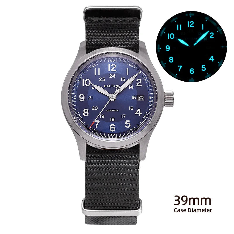 Baltany Field Watch S2049 Customizable 10ATM Waterproof 39mm  NH35 Automatic Ar Sapphire Swiss lume