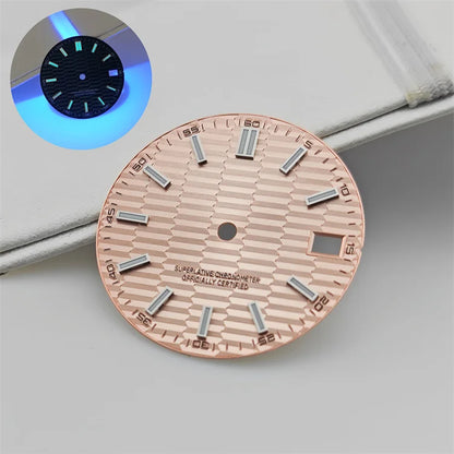 28.5mm Watch Dial Metallic Texture Surface DIY Log Dial BGW9 Blue Green Luminous Watch Faces Watch Accessories for NH35 Movement
