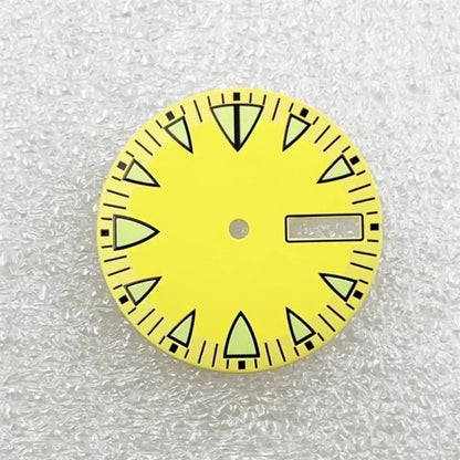 28.5mm Green Luminous NH36 Watch Dial Triangular Scale Dial Mechanical Watch Face for NH36A Movement Dive Watch Repair Parts