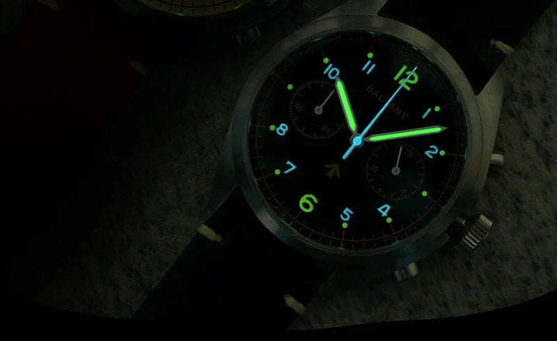 Customizable Watch Baltany 39mm Vk64 Quartz  Military watch Chrono RAF 6BB Homage Multifunction Chronograph 5bar AR Sapphire Swiss Lume