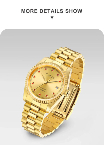 CADISEN C8223 DateJust Watch Miyota 8215 Sapphire Luxury Golden Watch 36MM Ladies Men