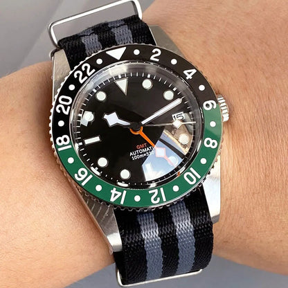Tandorio TD218B NH34 GMT Watch 6542 homage 38mm Bubble Sapphire 20ATM 120 Click Submariner