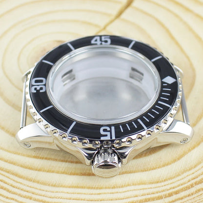 45MM Stainless Steel NH35 Watch Case 100m Waterproof Unidirectional Bezel for 50 FATHOMS NH34 NH35 NH36 NH38 Watch Accessories