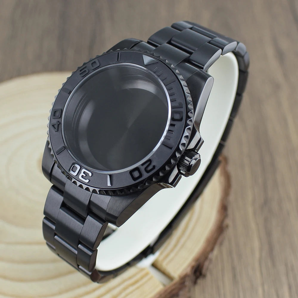 40mm NH35 Accessories Watch Case bands Sapphire for NH35 NH36 NH34 NH70 8215 2824 PT5000 Movt Black Yacht Ceramic bezel insert