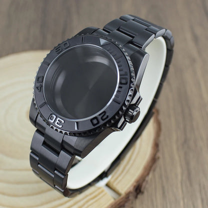 40mm NH35 Accessories Watch Case bands Sapphire for NH35 NH36 NH34 NH70 8215 2824 PT5000 Movt Black Yacht Ceramic bezel insert