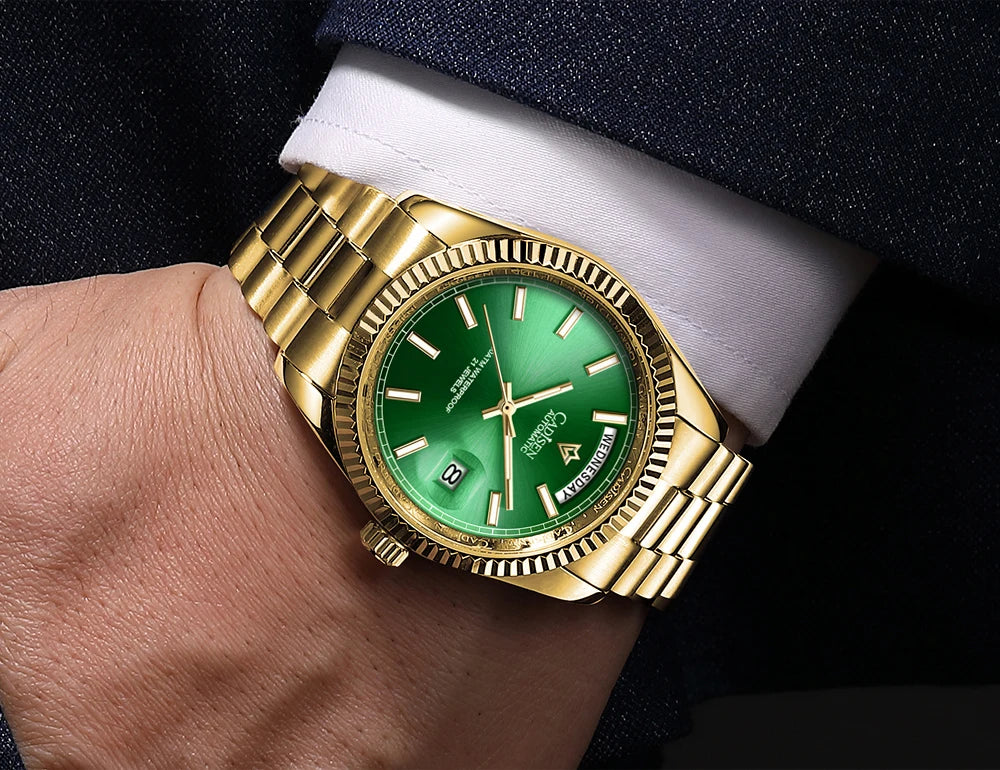 CADISEN C8215 DD40 Watches Day-Date AR Sapphir 10Bar MIYOTA 8285 Movt 40MM