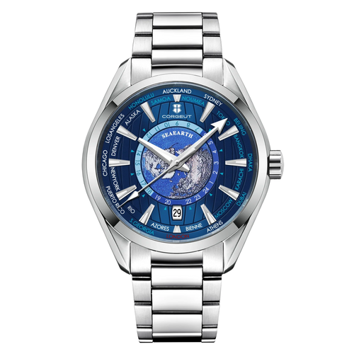 41mm Corgeut 3021E Earth Dial NH35 Automatic relogio masculino Sapphire  5ATM glassback