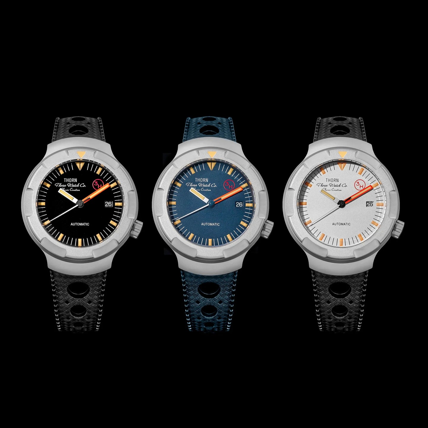 Thorn 42mm Men's Retro Titanium Diver Watch PT5000 Automatic Movement Rubber Strap C3 Luminous 20Bar Water Resistance