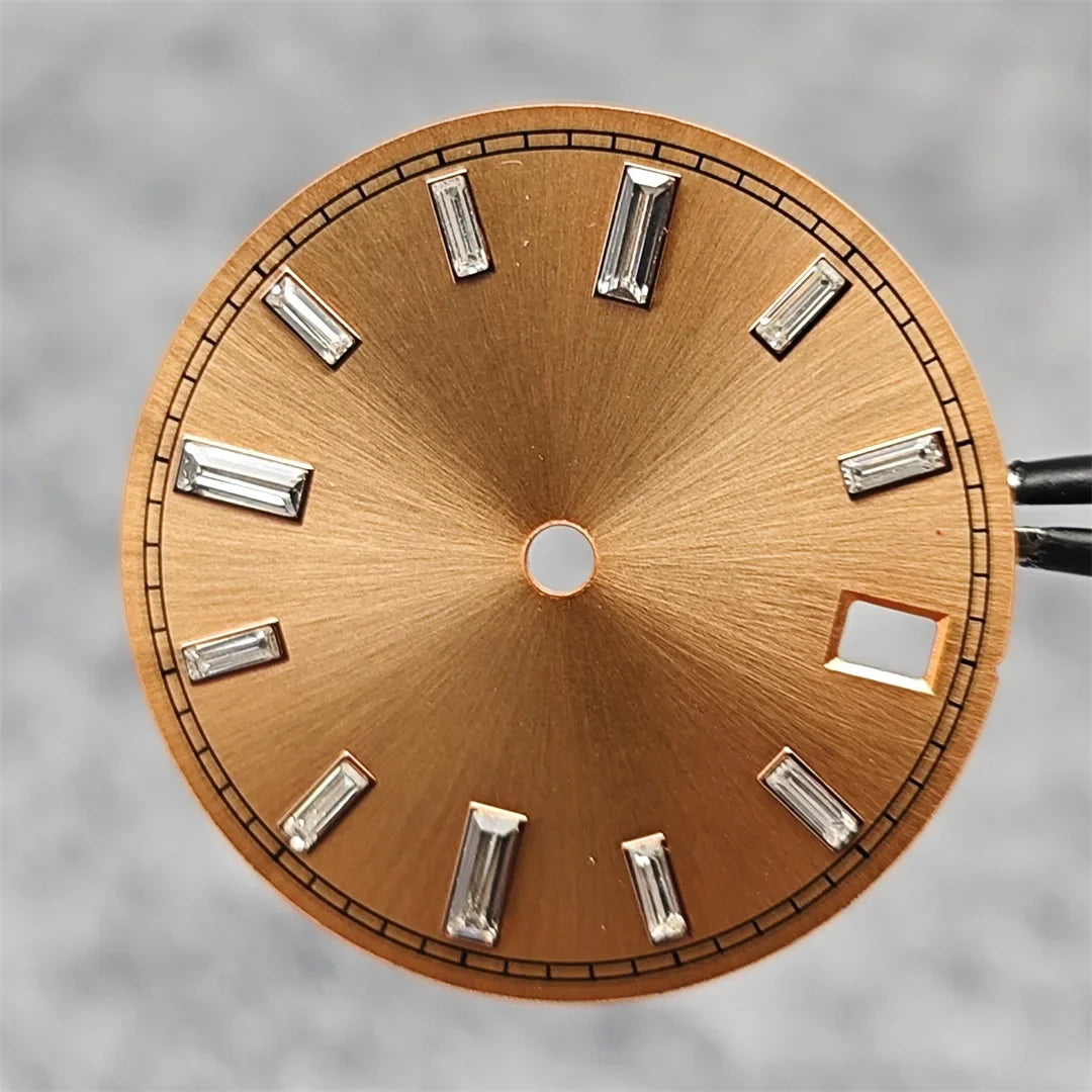 28.5mm Watch Dial Stone Diamond Nail Sunburst Watch Faces No Luminous Accessory Suitable for NH35 / NH36 Movement