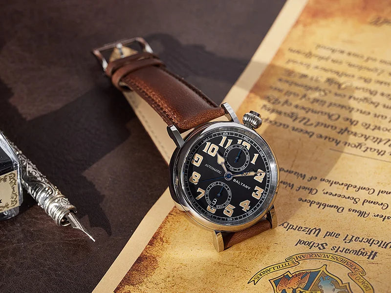 Customizable Baltany 41mm Polit Watch Man S6047 5ATM AR Sapphire Homage A-7 1935 Avigation Miyota 9122 Automatic Swiss Lume